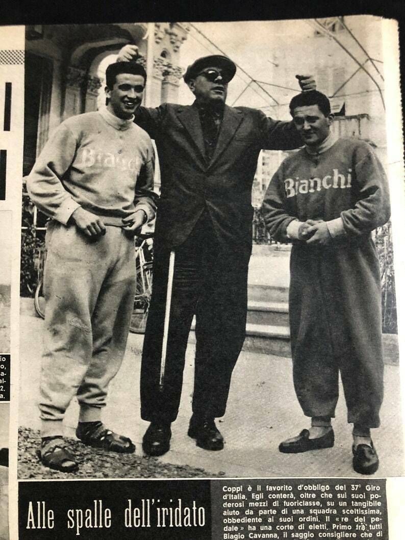 Vintage 1953 Bianchi Cycling Print Biagio Cavanna photo for sale