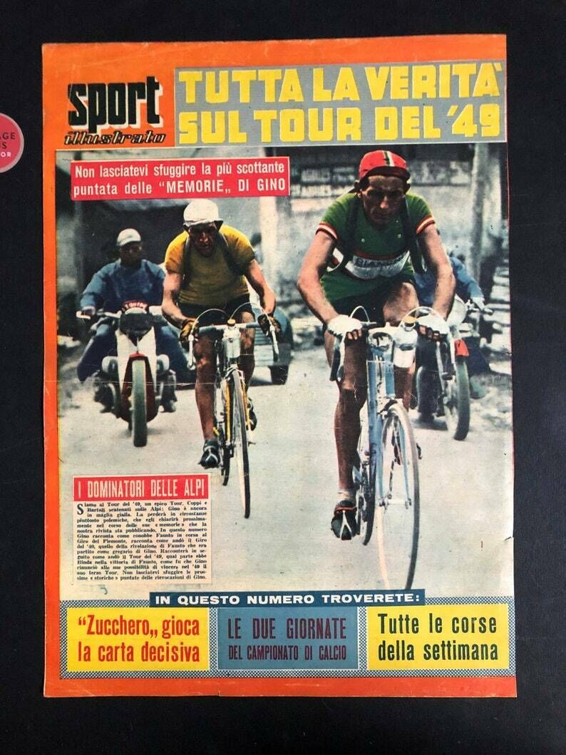 Fausto Coppi / Gino Bartali Original Vintage Cycling Print 1949 Tour De France photo furniture