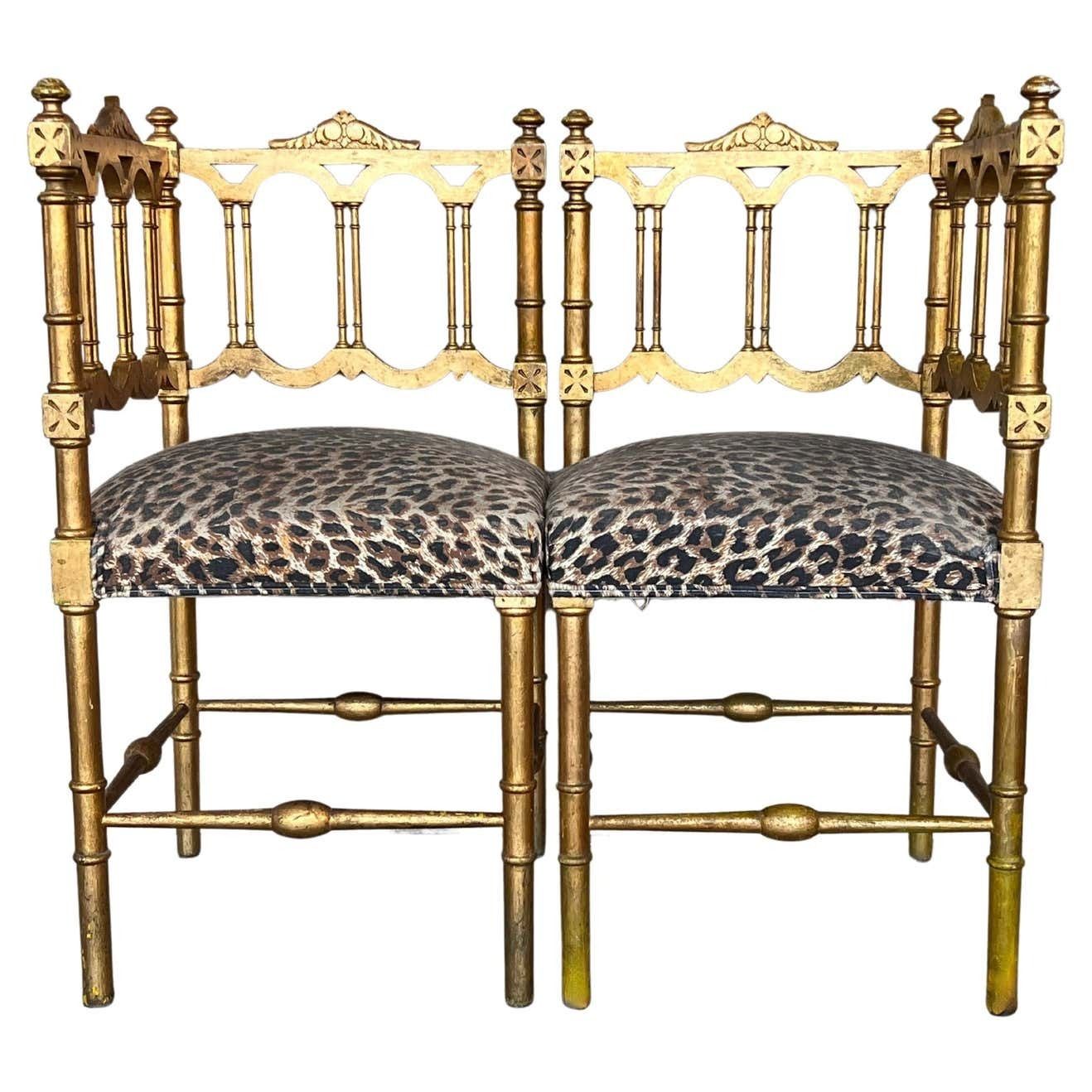 Pair Of French Provincial Gilded Wood Corner Chairs, Circa 1900