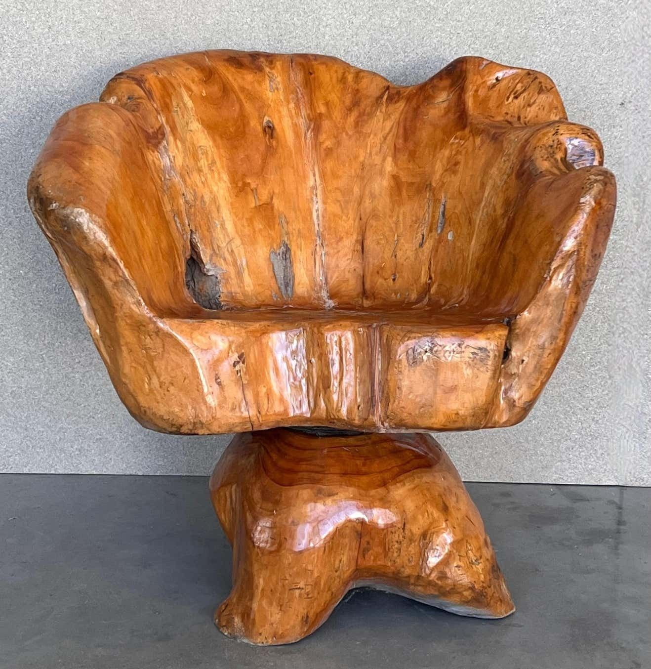 1950 Solid Wood Swivel Armchair Or Side Table photo furniture