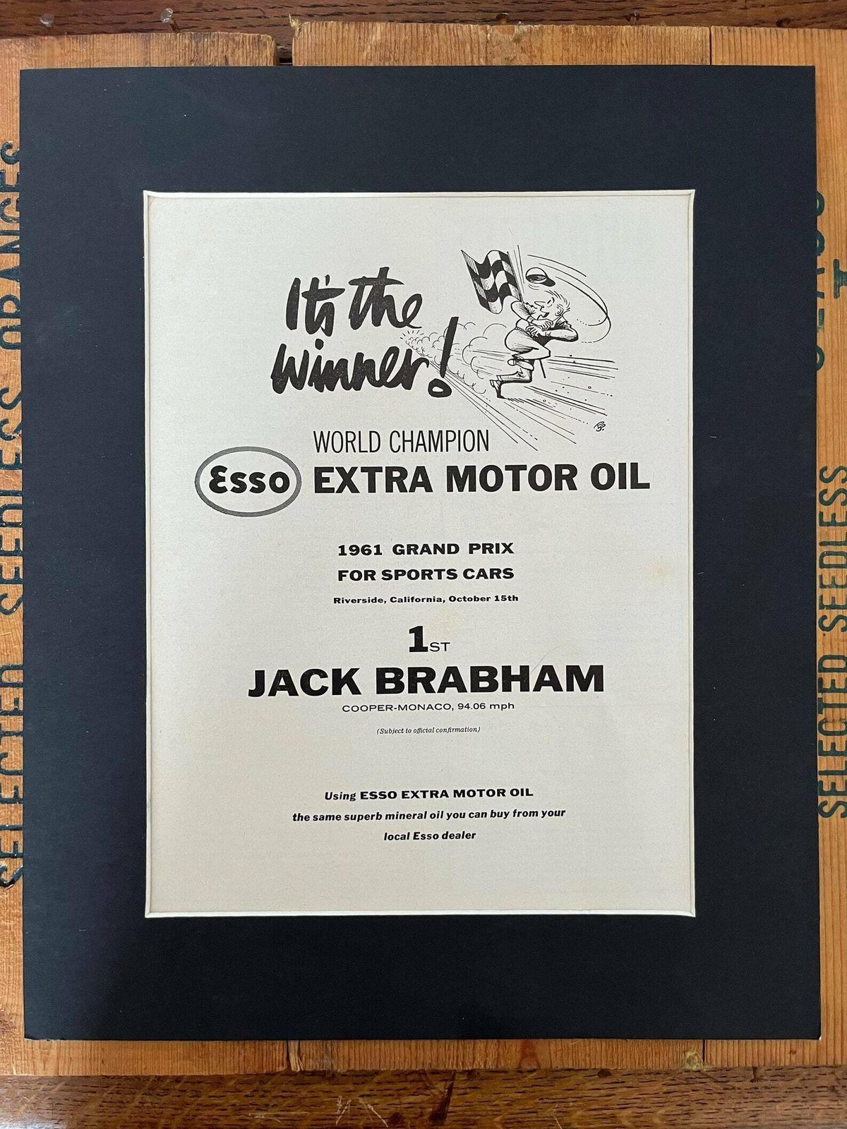 Vintage Esso / Jack Brabham Advertising Print 1961