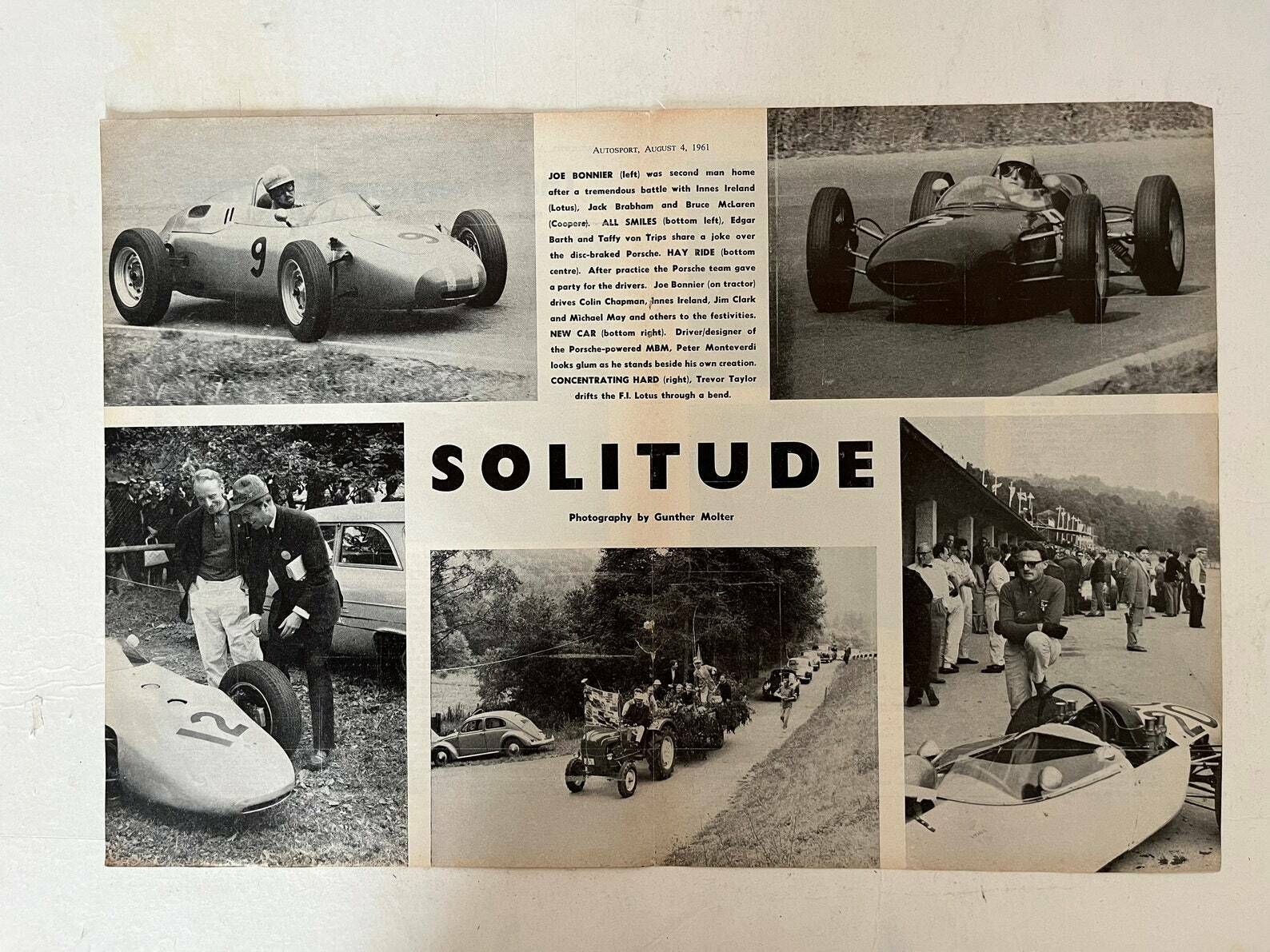 Vintage Racing Car Print 1961 Porsche Brabham Jim Clark Colin Chapman
