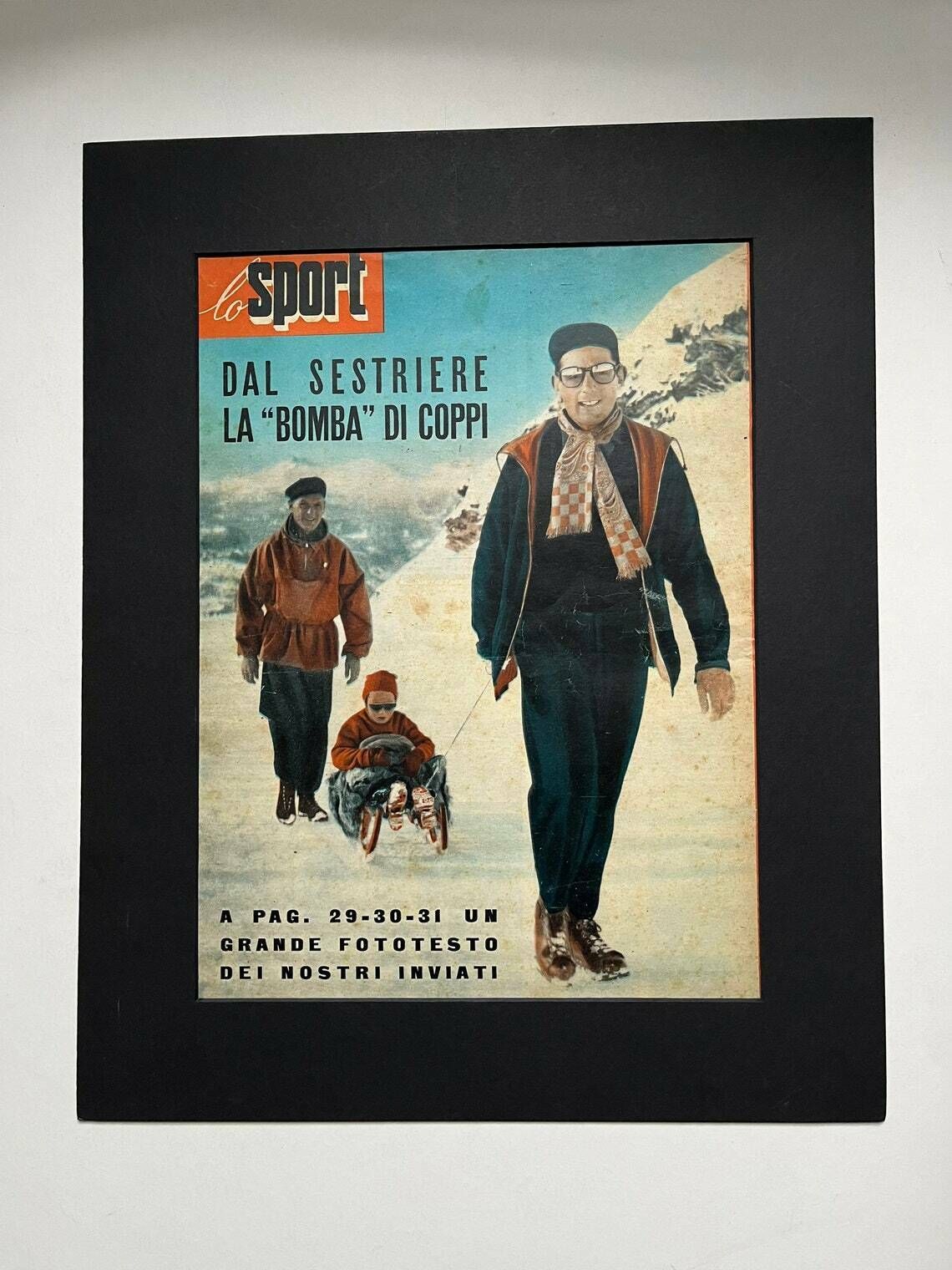 Fausto Coppi Rare Original Vintage Print 1953   Winter Sports photo for sale