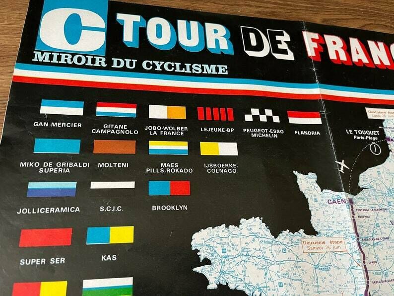 1976 Tour De France Map   Vintage Cycling Print   Eddy Merckx Era photo for sale