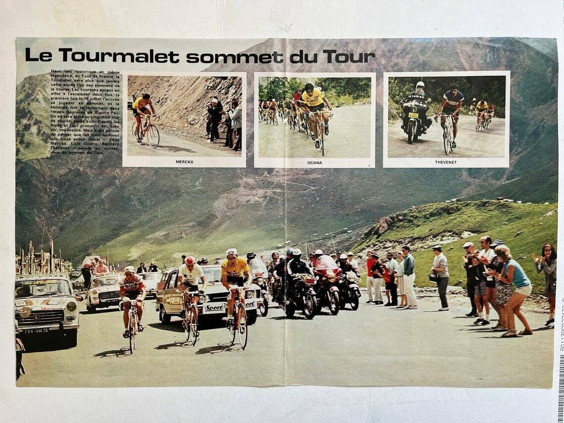 Eddy Merckx / Bernard Thevenet Original Vintage Cycling Print 1976 photo for sale
