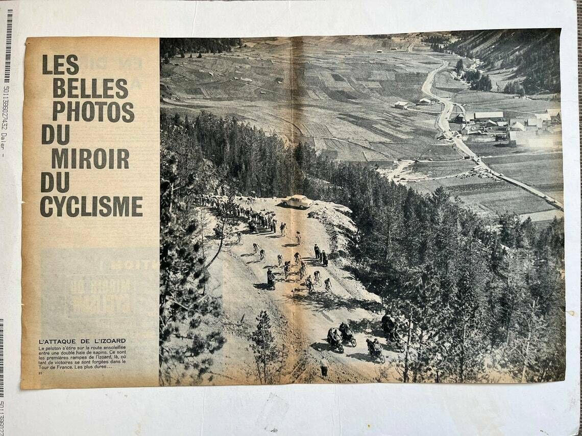 Original Vintage Cycling Print 1960s Tour De France Col D’izoard