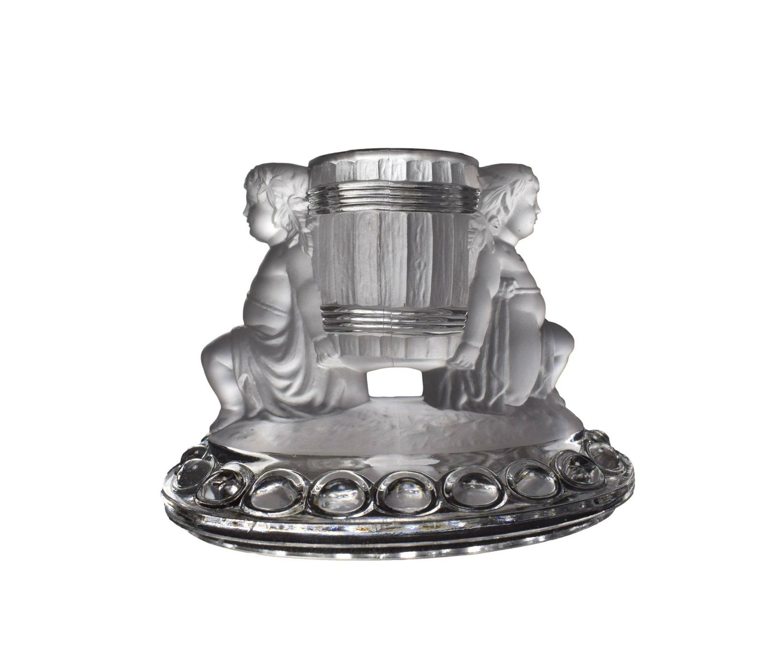 Baccarat Crystal Antique Bacchus Figurine Match Safe Toothpick Holder