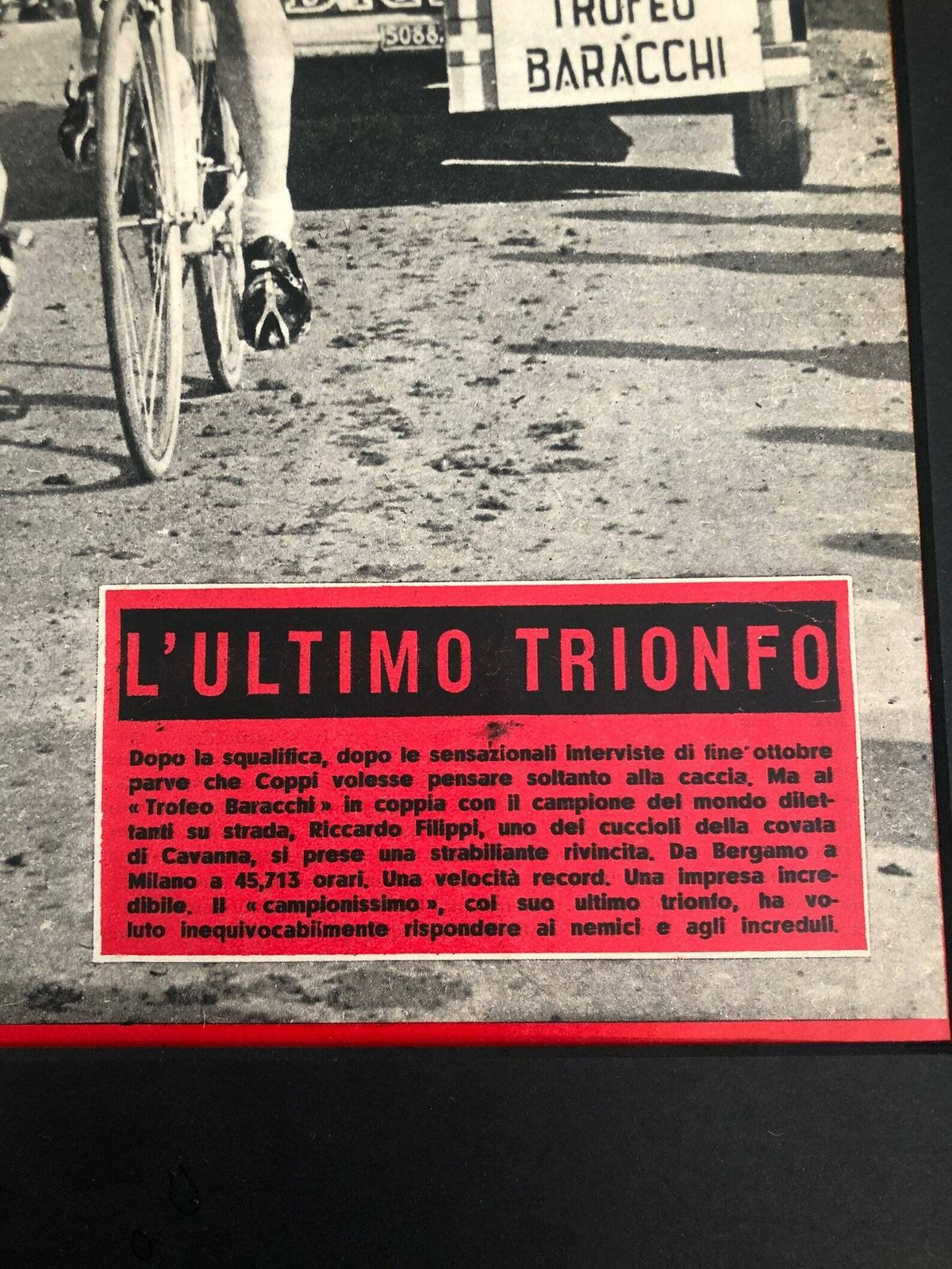 1951 Fausto Coppi Bianchi Original Vintage Cycling Print photo vinterior