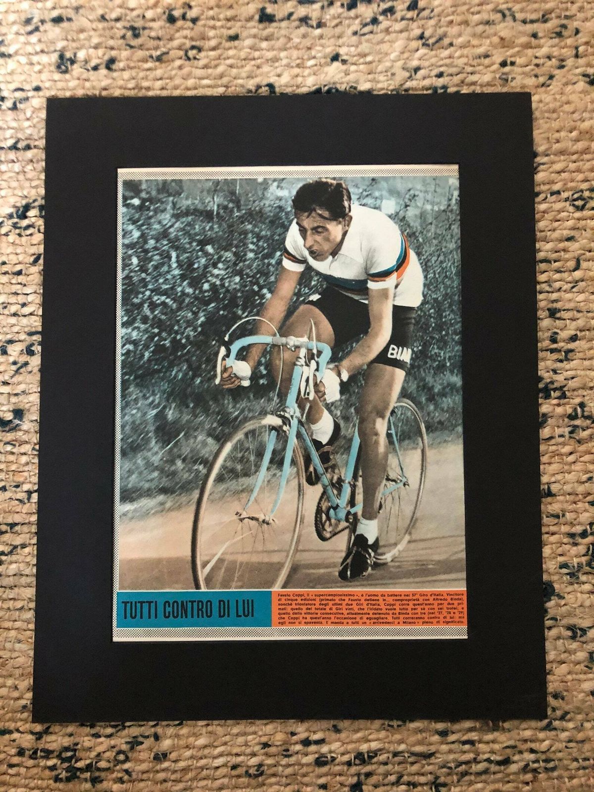 1953 Fausto Coppi Bianchi Original Vintage Italian Cycling Print photo 76.0