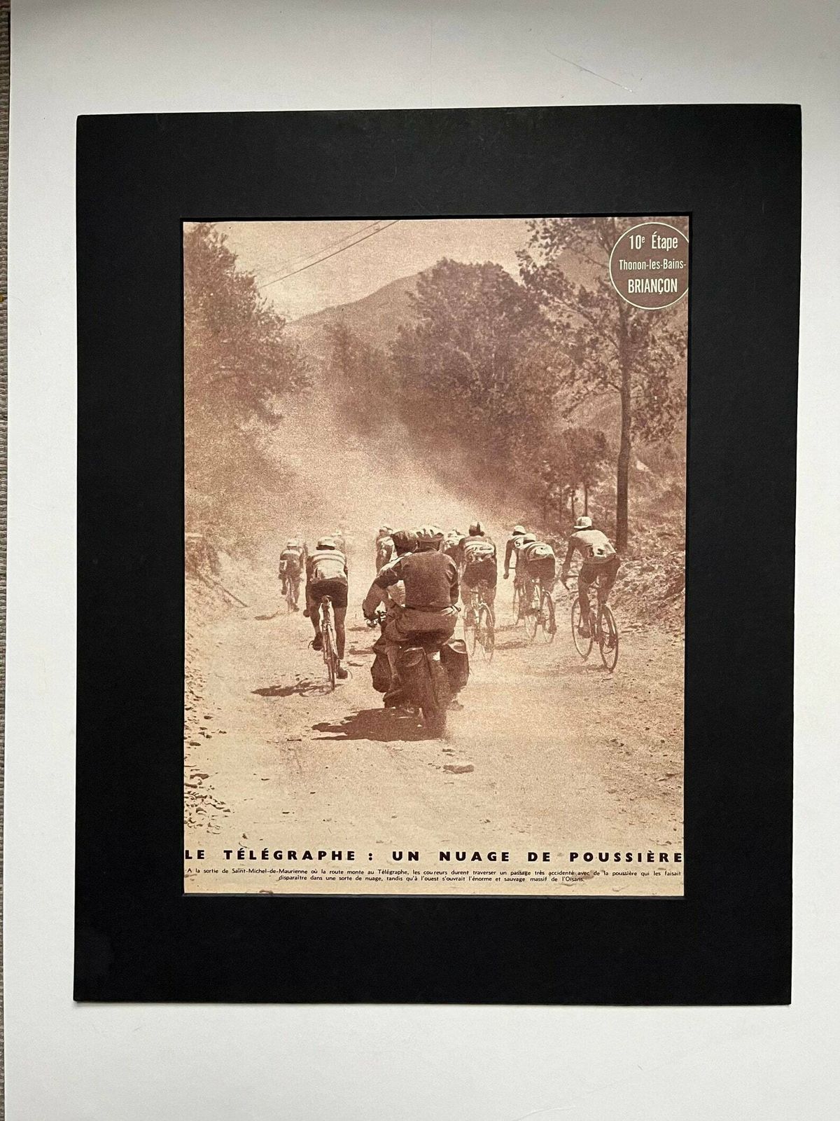 Original Vintage Tour De France 1949 French Cycling Print Thonon Les Bains   Briancon