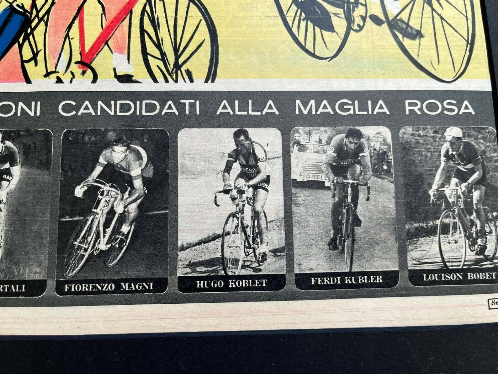 Fausto Coppi / Bianchi Original Vintage Cycling Print 1953 Giro D’italia photo for sale