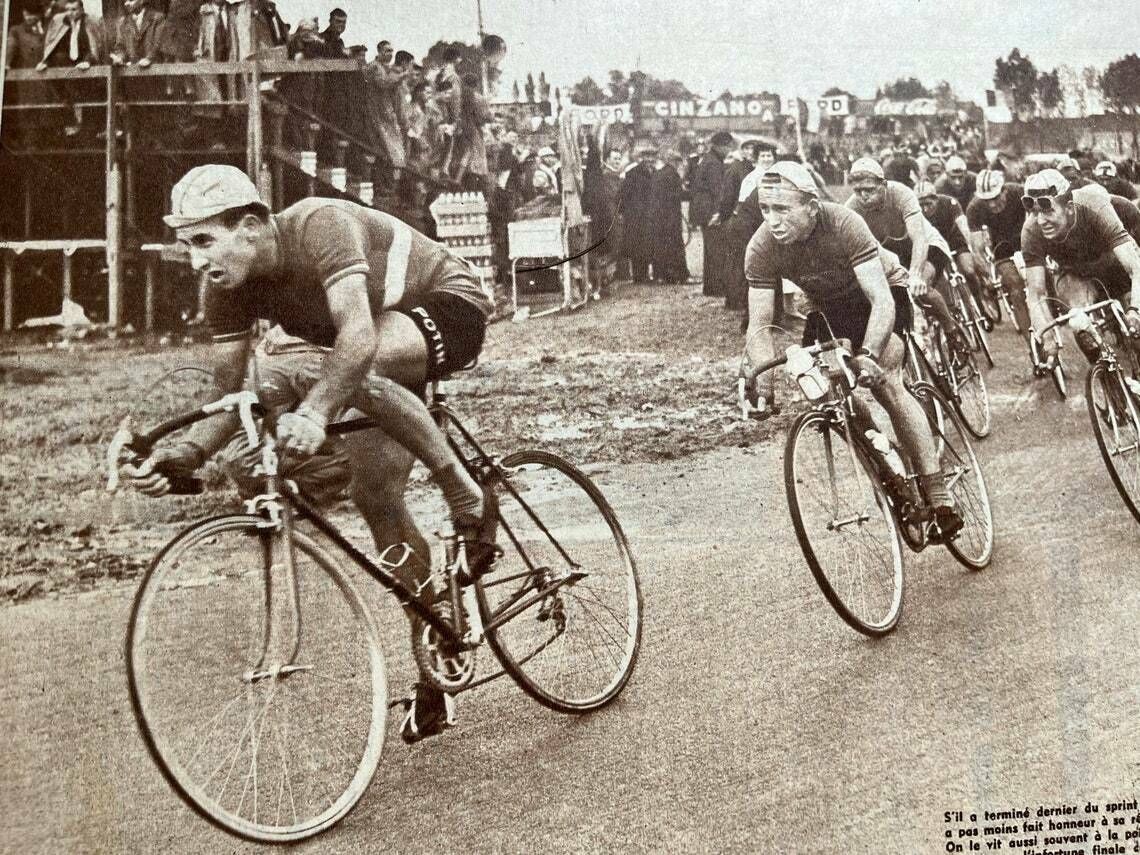 Jacques Anquetil Original Vintage Cycling Print 1957 Waregem World Championships photo furniture