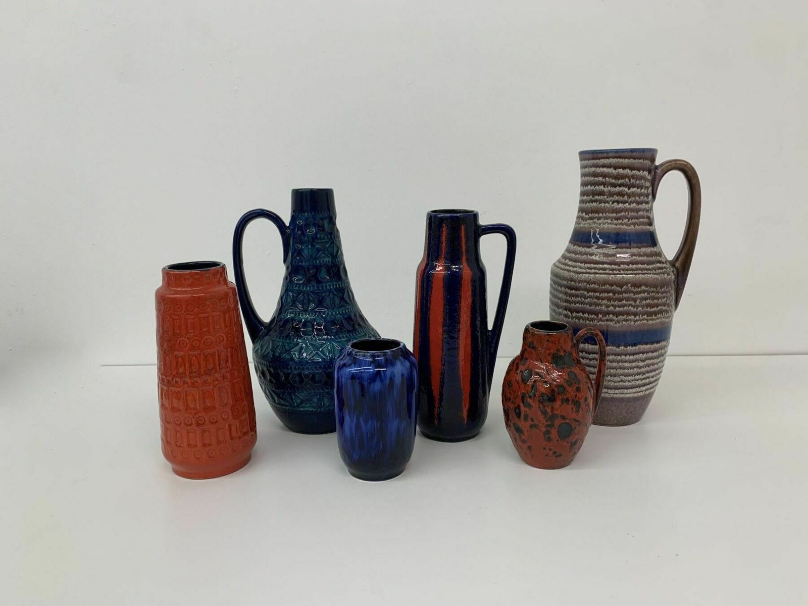 Set Van 6 Keramische Vazen Van Scheurich West Germany, Ca. Jaren 1960 photo Woonaccessoires