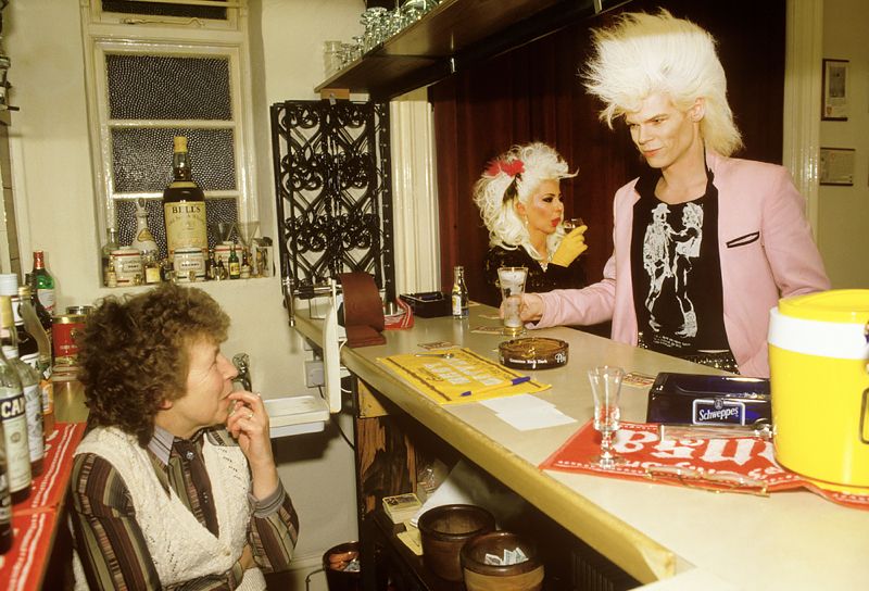 'Punks At The Pub' Homer Sykes Framed In Black photo furniture