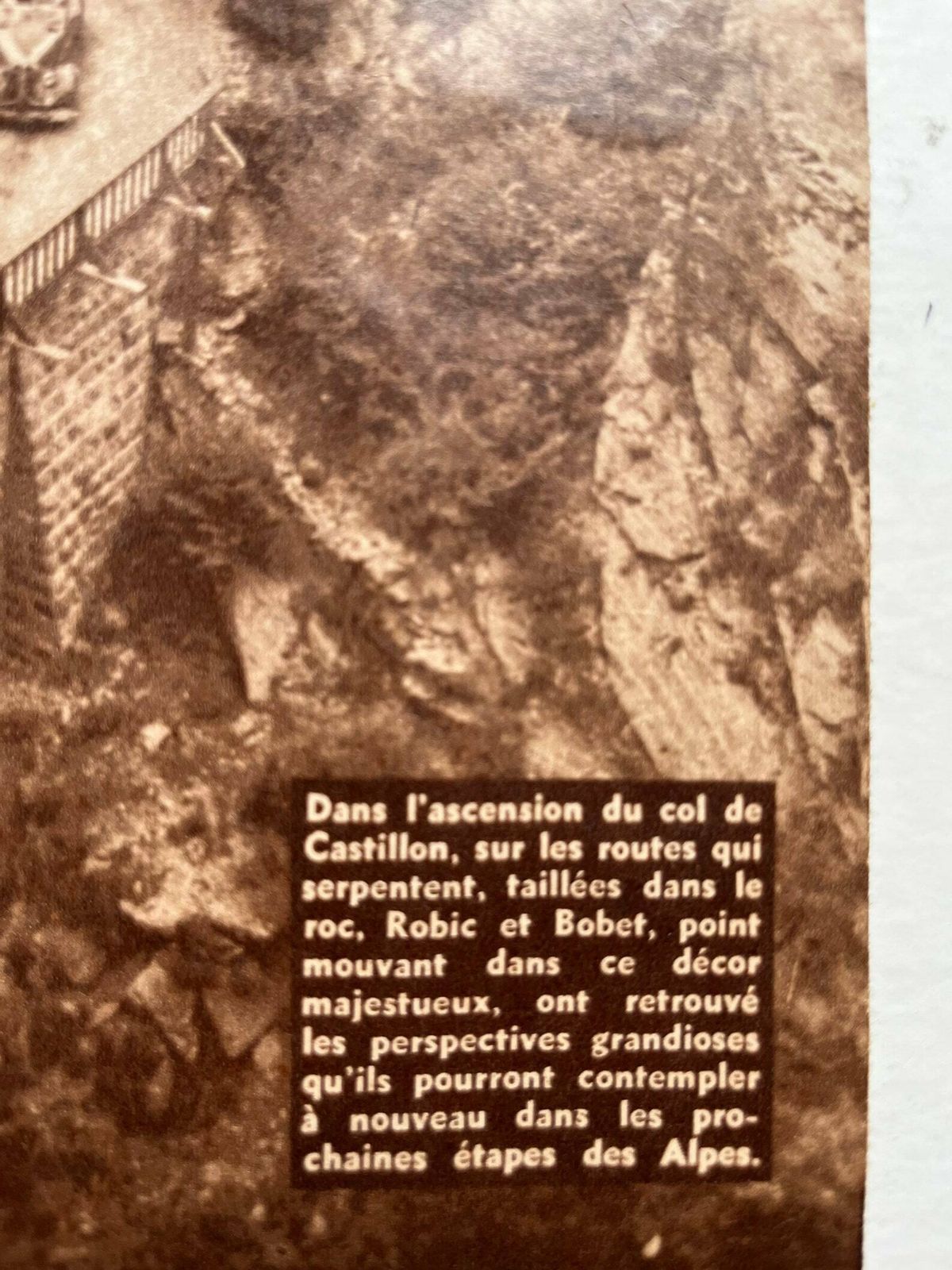 Original Vintage Tour De France Col Du Castillon Cycling Print 1952 Peloton photo Art