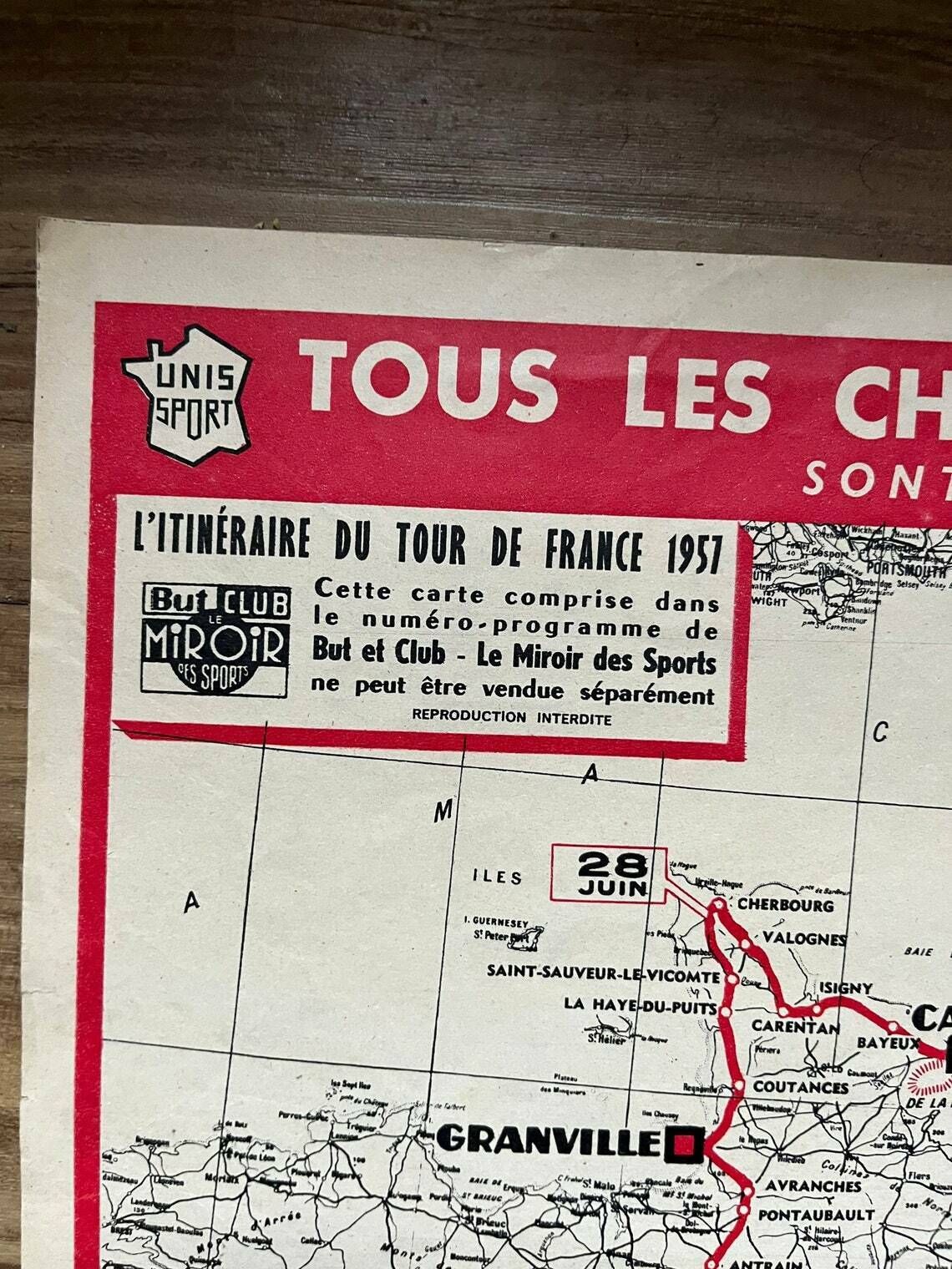 Tour De France / Lambretta Map Vintage 1957 photo furniture