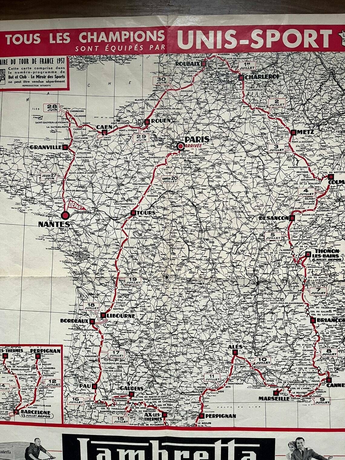 photo furniture Tour De France / Lambretta Map Vintage 1957