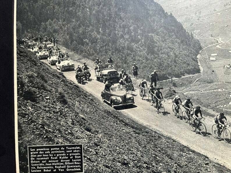 Vintage Tour De France Cycling Print 1950s Tourmalet photo furniture