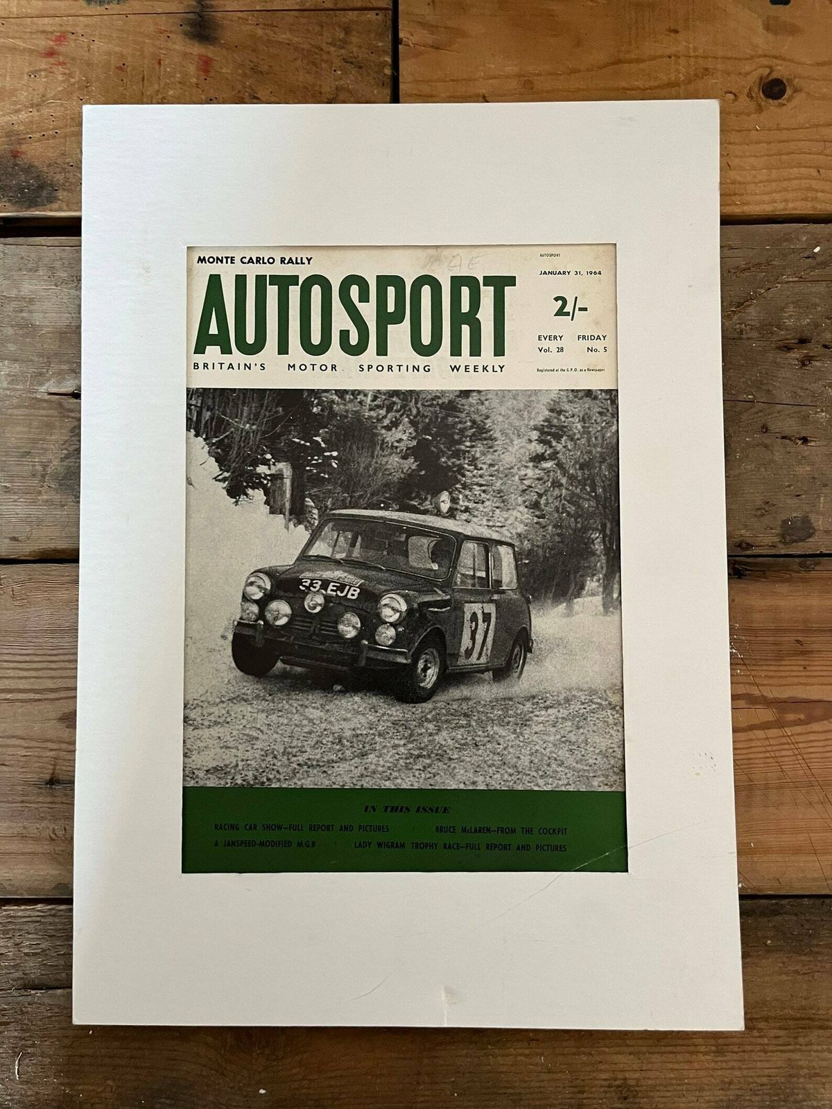 Vintage Autosport Print 1964 Vintage Mini Cooper Monte Carlo Rally Paddy Hopkirk photo furniture