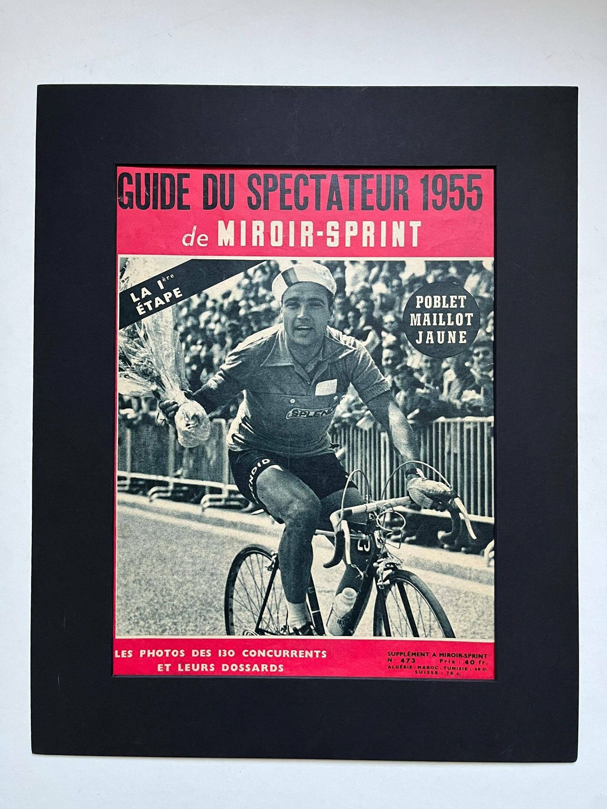 1955 Original Vintage Tour De France Cycling Print   Miguel Poblet   Maillot Jaune