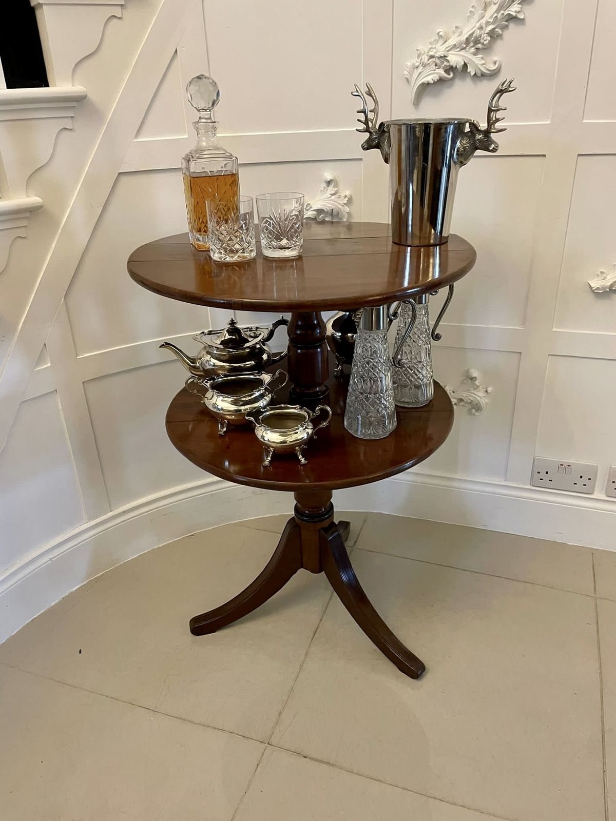 Antique 19th Century Mahogany Two Tier Dumbwaiter photo vintage