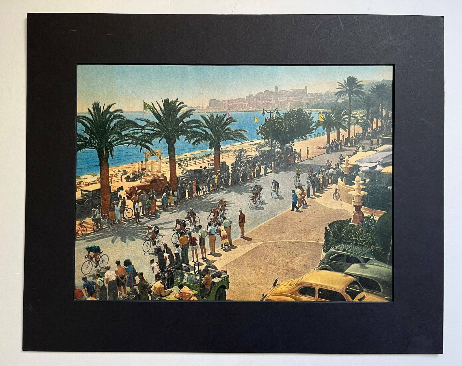 Vintage Tour De France Cycling Print 1949 Nice Promenade Des Anglais
