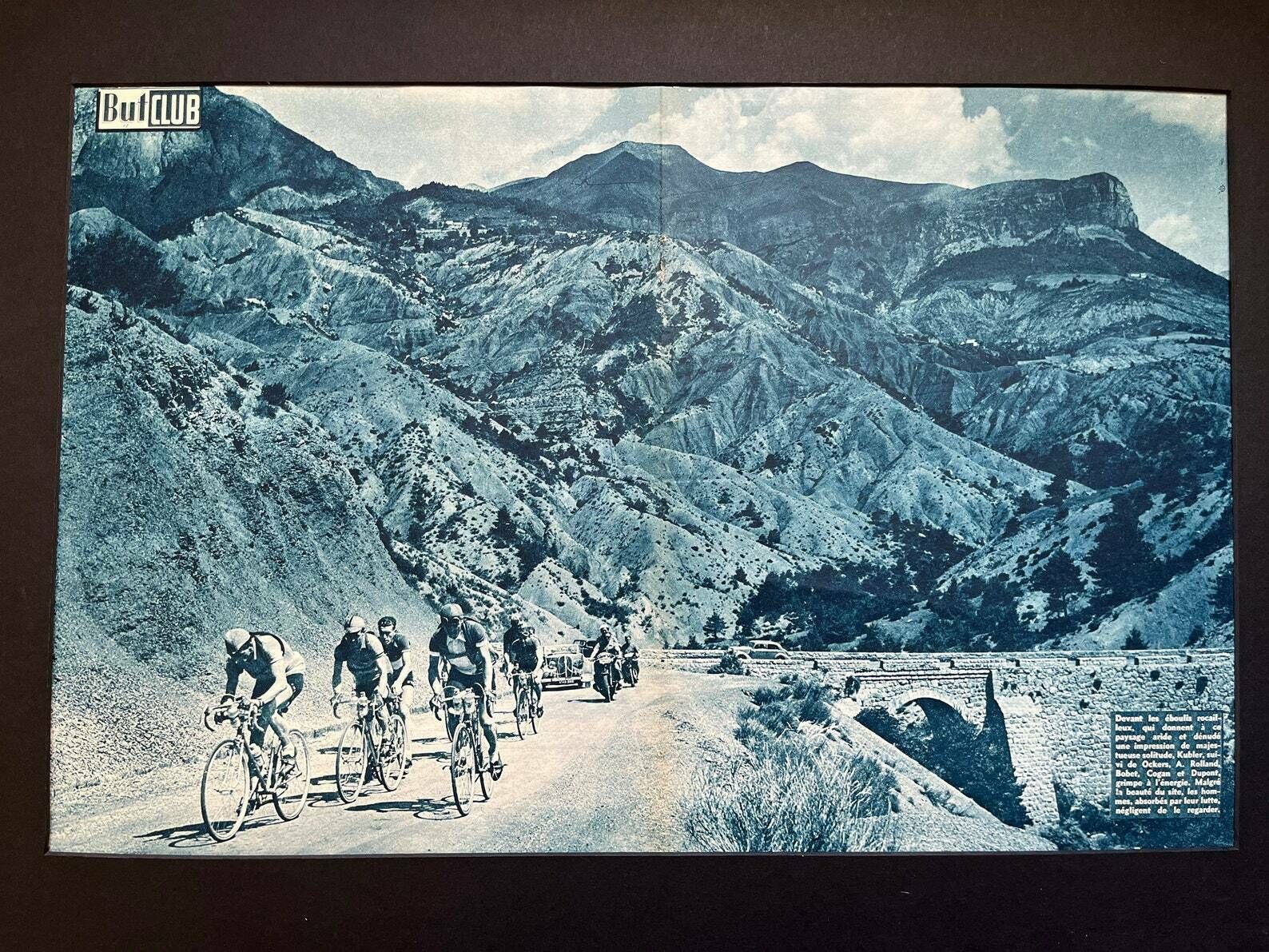 Tour De France Original Vintage Cycling Print C1950