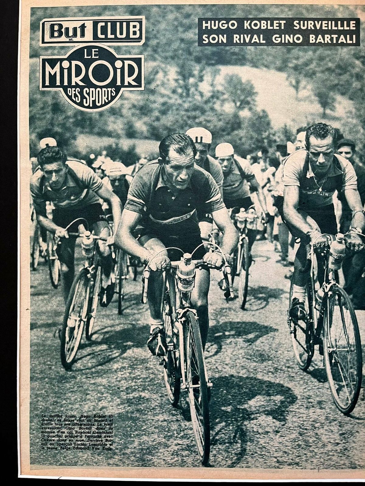 Gino Bartali Vintage Tour De France Cycling Print 1953 photo vinterior