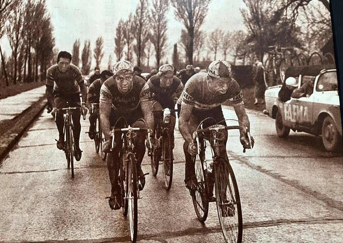 Paris Roubaix Vintage Cycling Print 1959 Roger Rivière Rik Van Looy photo Art