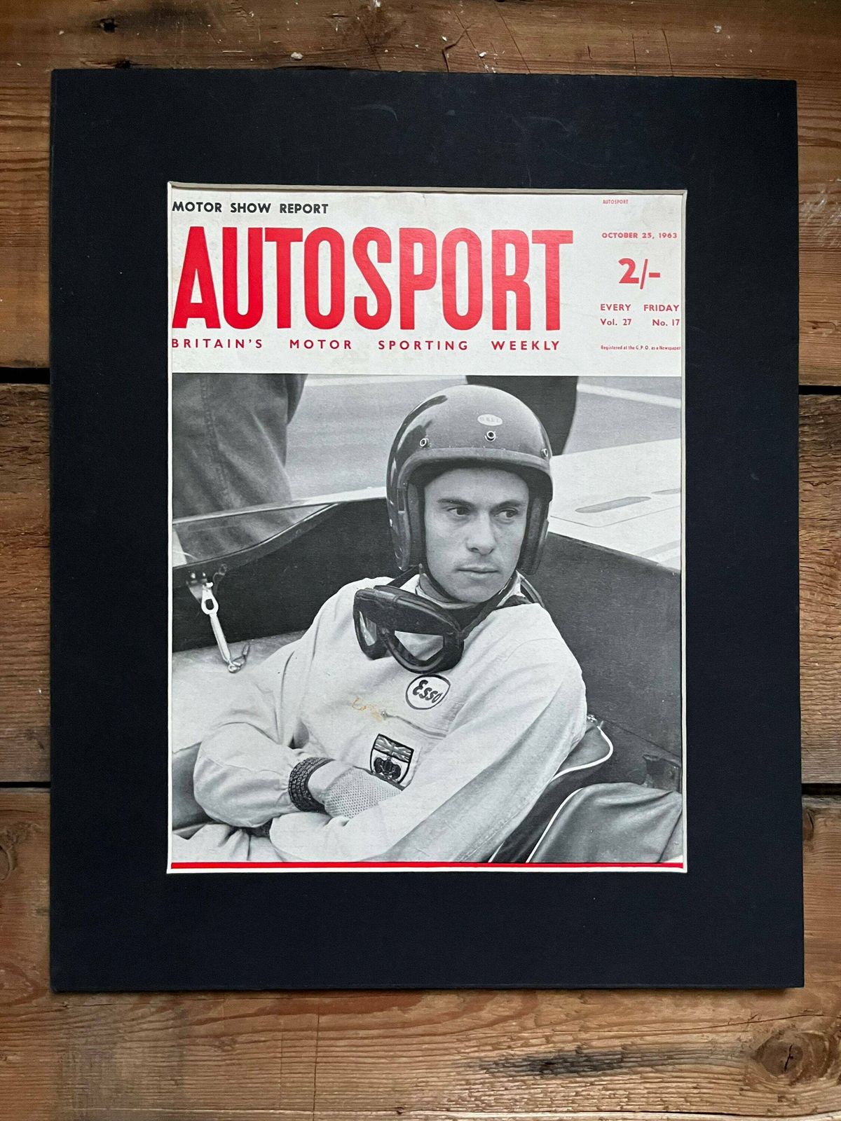 Vintage Autosport Print 1963 British Grand Prix Jim Clark Lotus photo for sale