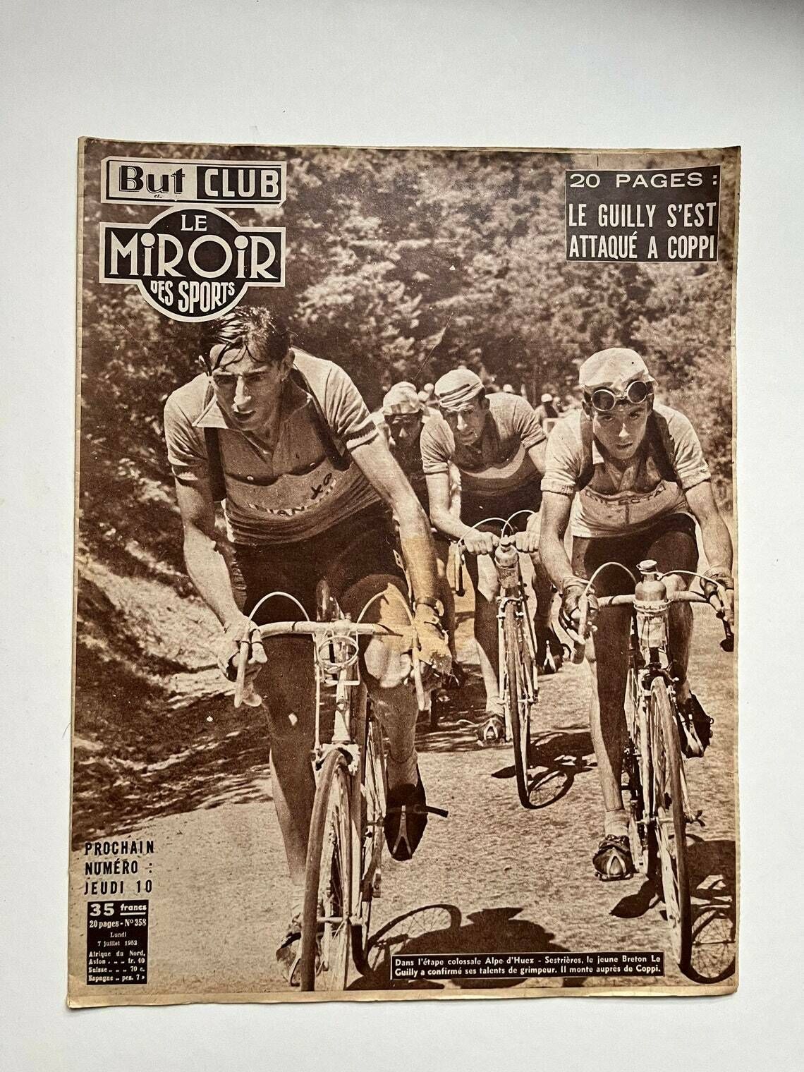 Fausto Coppi / Bianchi Original Vintage Colour Cycling Print 1953 photo Art