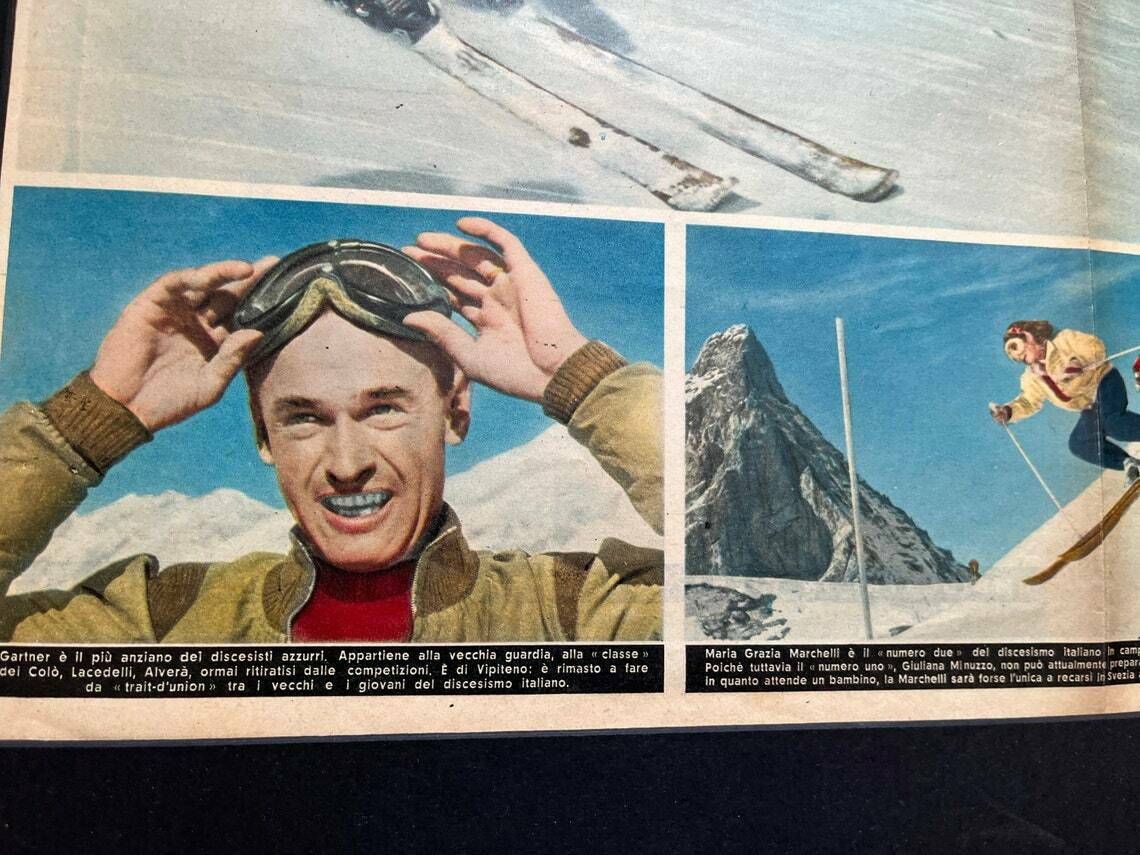Vintage Italian Skiing Print C1953 photo furniture