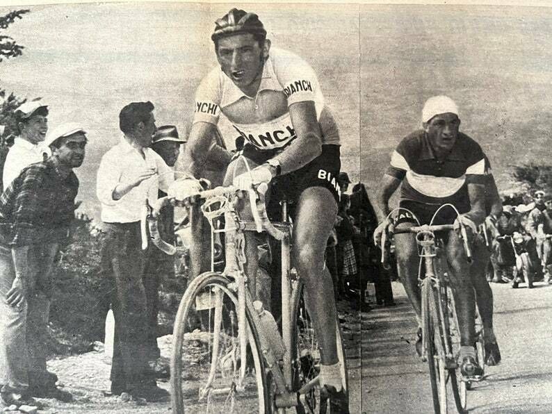 Fausto Coppi / Gino Bartali Original Vintage Cycling Print 1953 Tour De France photo for sale
