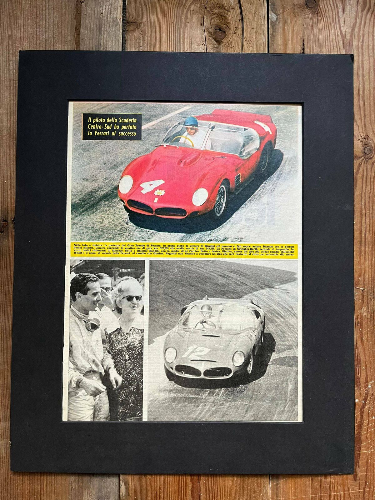 Original Ferrari Racing Car Print 1961 Lorenzo Bandini
