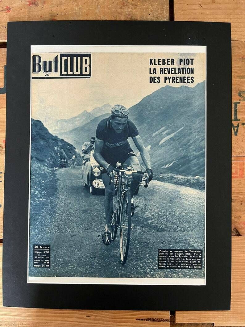 Original Vintage Tour De France Tourmalet Cycling Print 1948 Kleber Piot photo vinterior