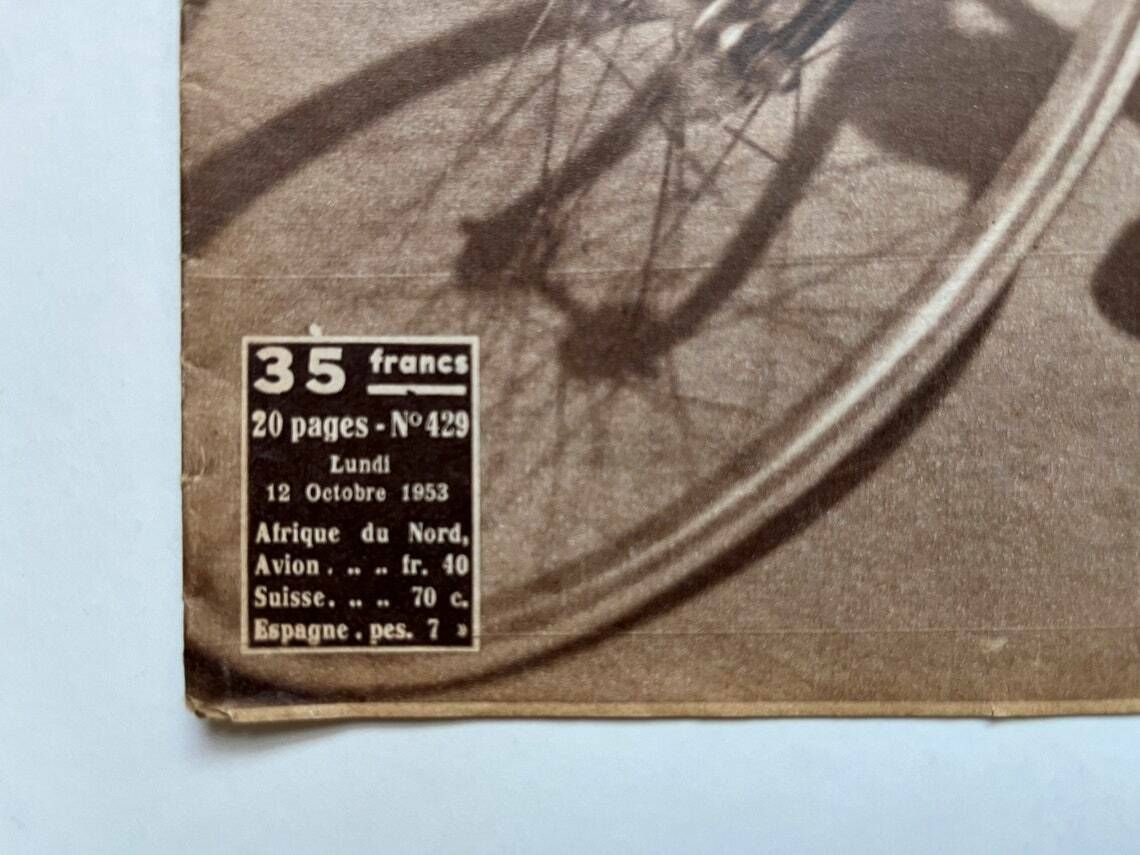 Original Jacques Bellenger Pista French Cycling Print 1953 photo furniture