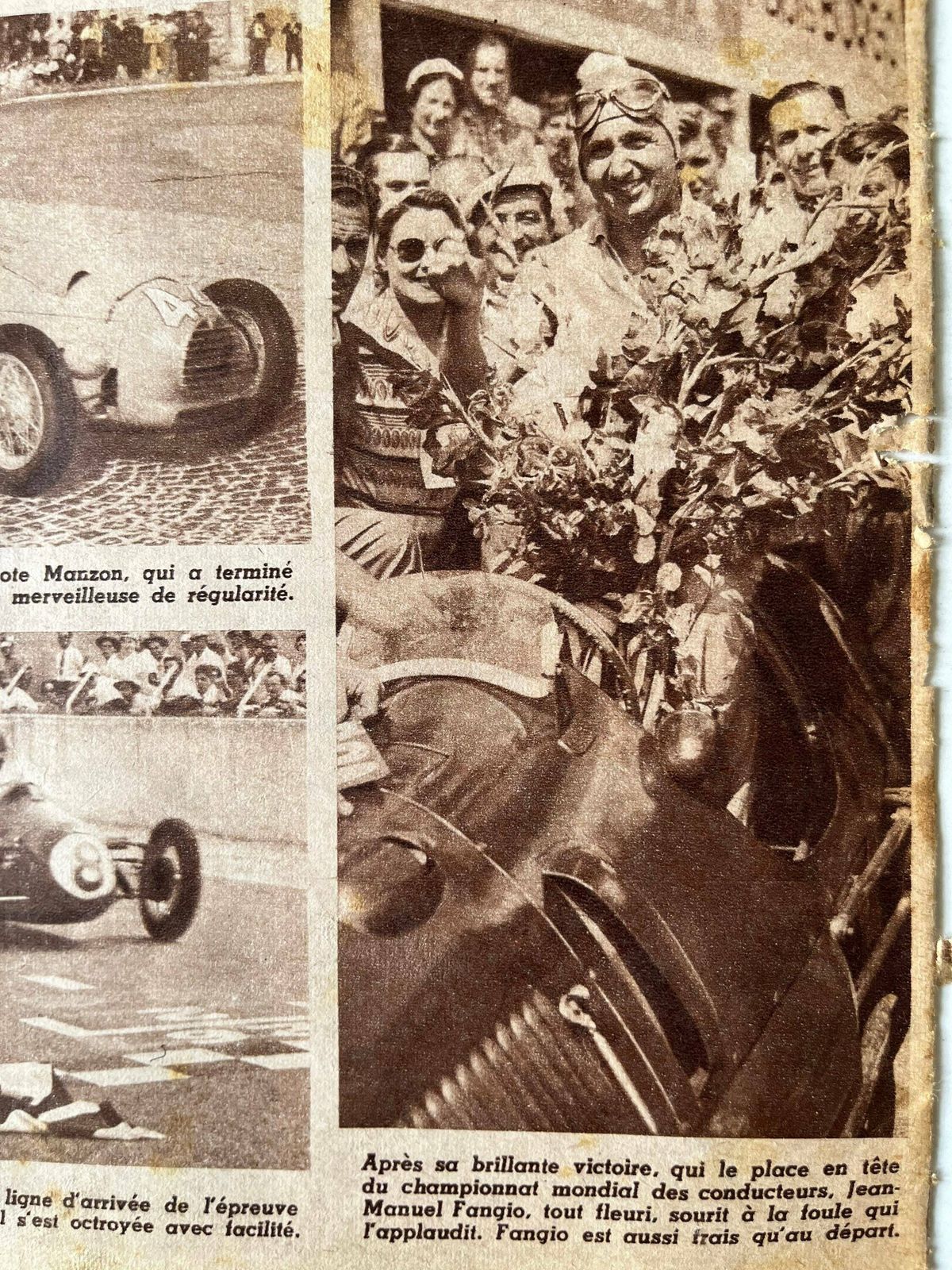 Original French Grand Prix Print C1950   Jean Manuel Fangio photo 56.0
