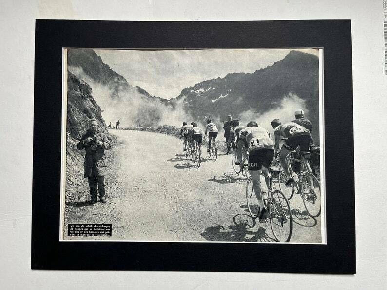 Original Vintage Tour De France Tourmalet Cycling Print 1961 Peloton