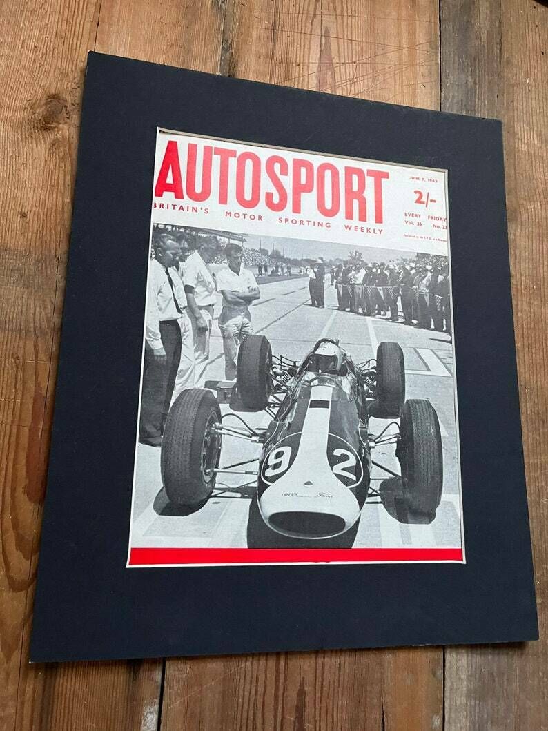 Vintage Autosport Print 1963 British Grand Prix Jim Clark Lotus photo furniture