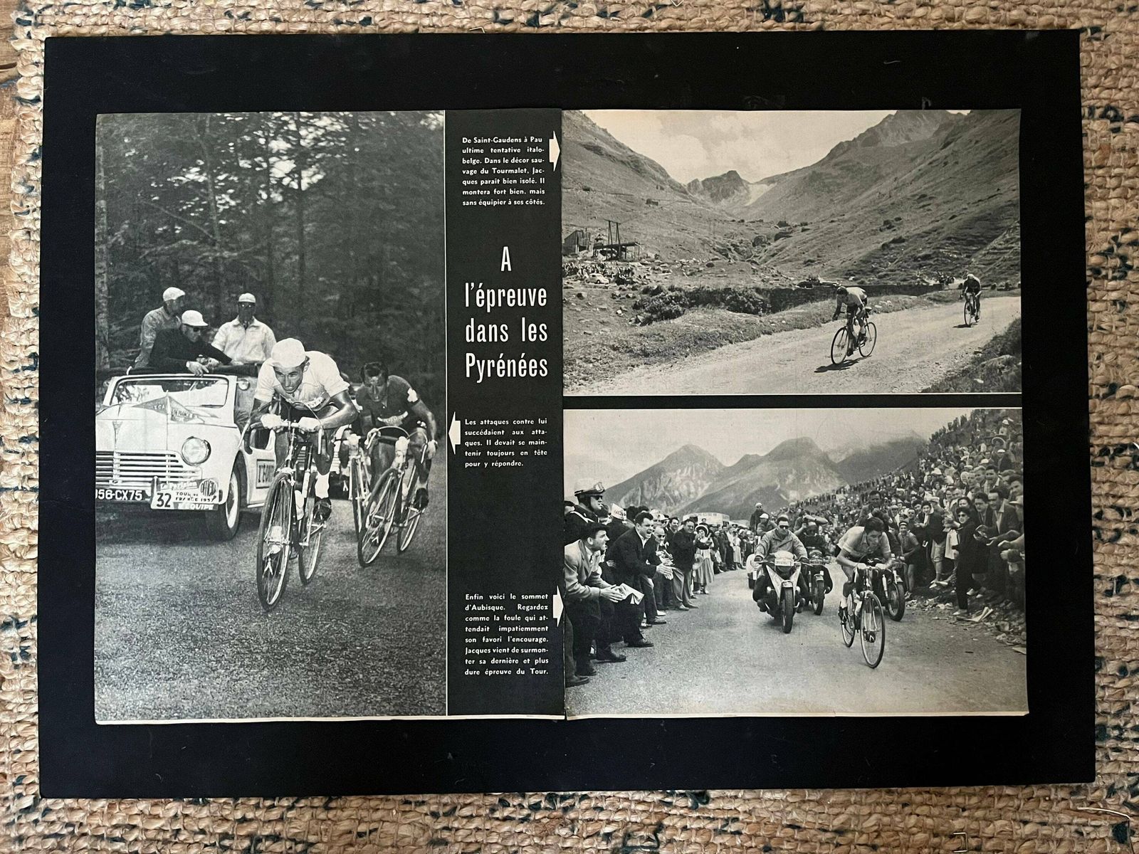 Jacques Anquetil Tour De France Original Vintage Cycling Print 1957