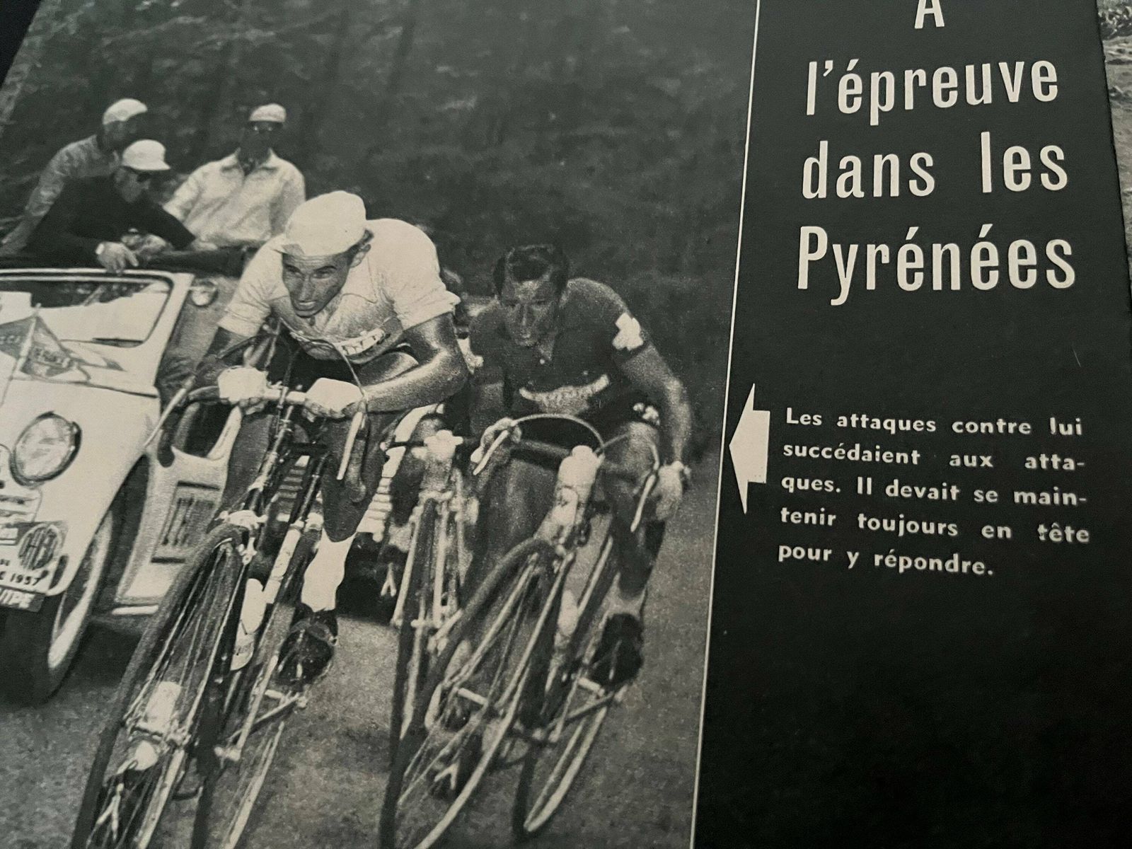Jacques Anquetil Tour De France Original Vintage Cycling Print 1957 photo for sale
