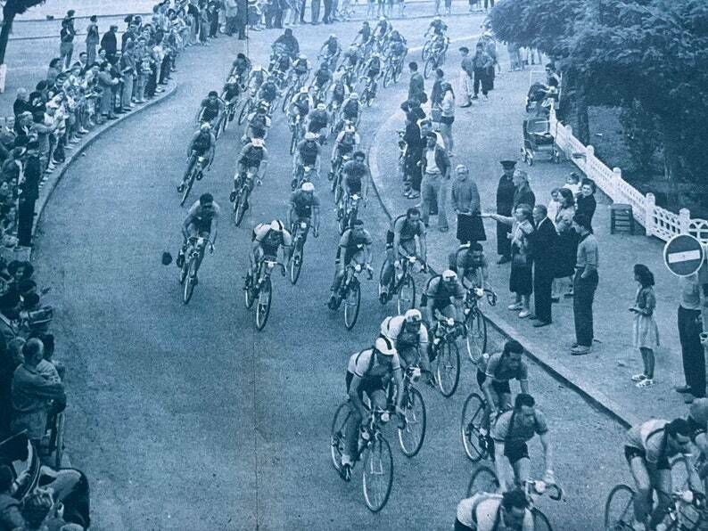 Original Tour De France Vintage Cycling Print 1954 Quay Portrieux photo for sale