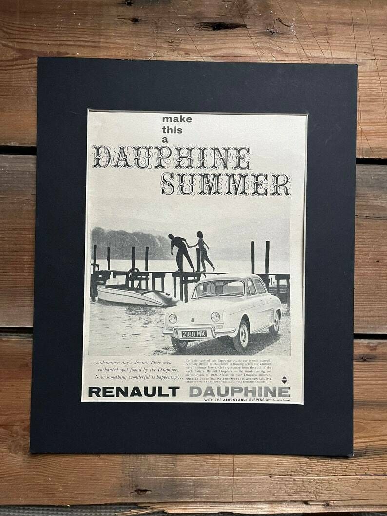 Renault Dauphine Gordini Vintage Advertising Print C.1958