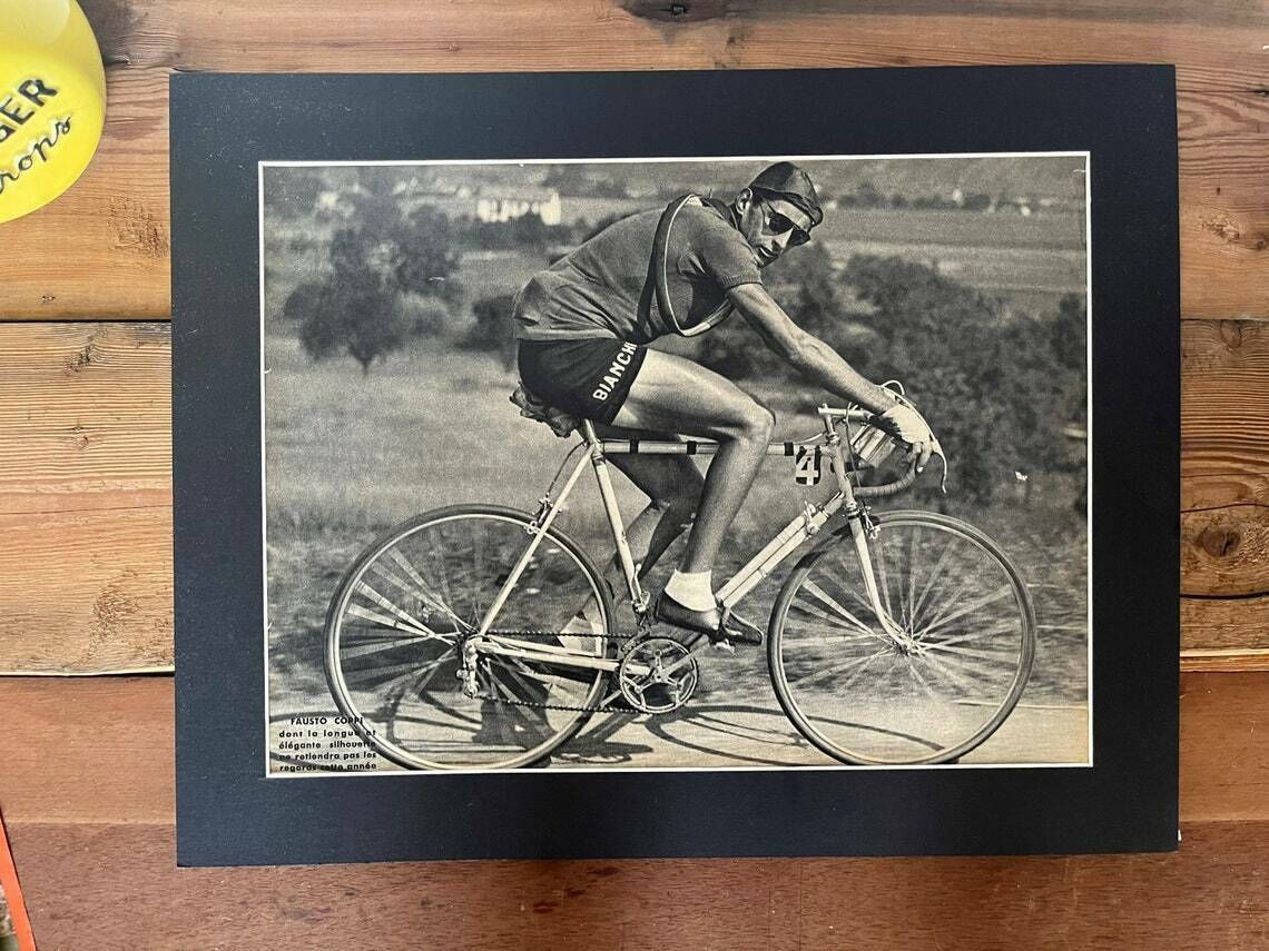 Fausto Coppi Rare Original Vintage Italian Print 1950 photo vinterior