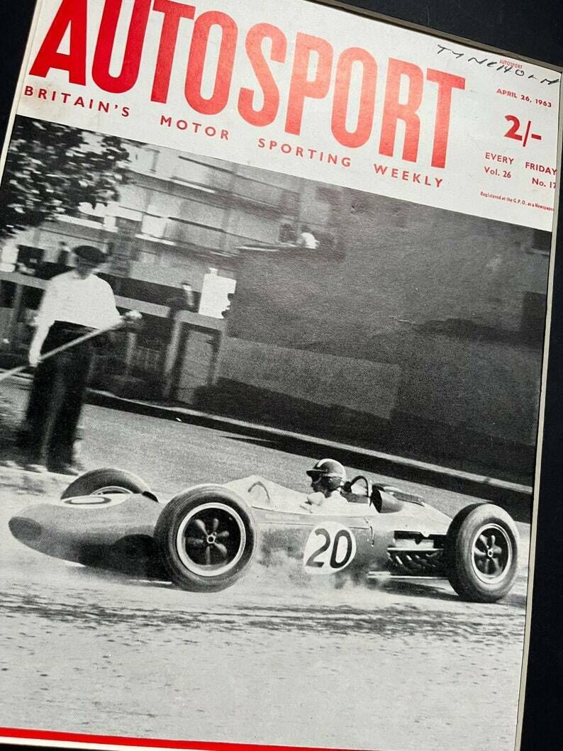 Vintage Autosport Print 1963 Lotus Brm Josef Siffert Pau Grand Prix photo 56.0