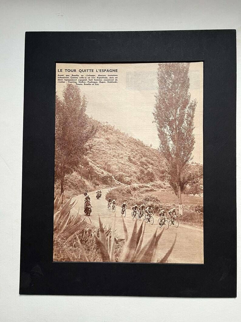 1950s Original Vintage Tour De France Peloton Cycling Print photo for sale