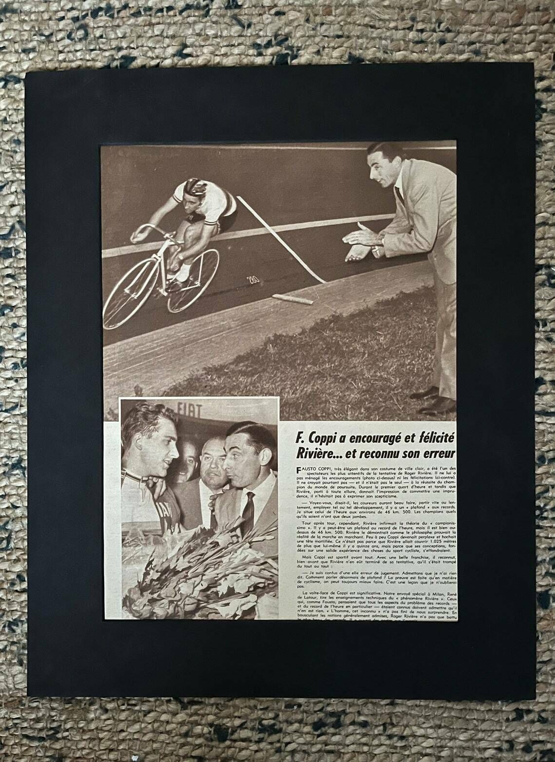 Original Roger Rivière / Fausto Coppi Pista Cycling Print 1957