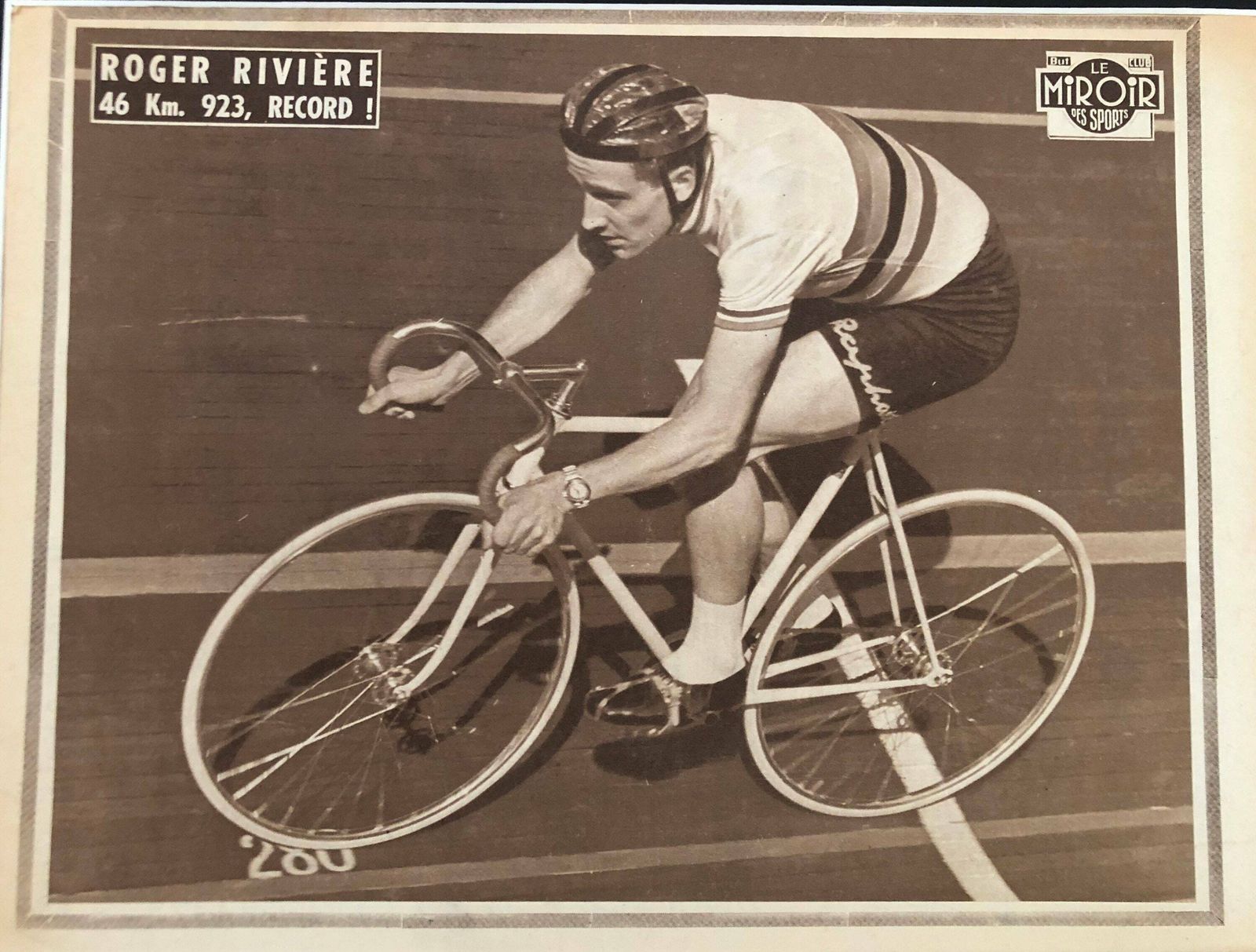 Original Roger Rivière St Raphael Pista Cycling Print 1957 photo Art