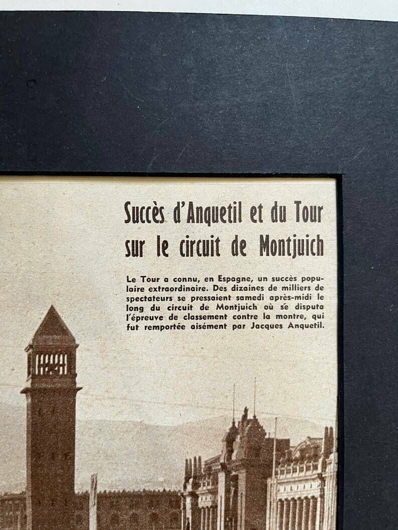 Jacques Anquetil Original Vintage Cycling Print 1957 Tour De France Montjuich photo Art