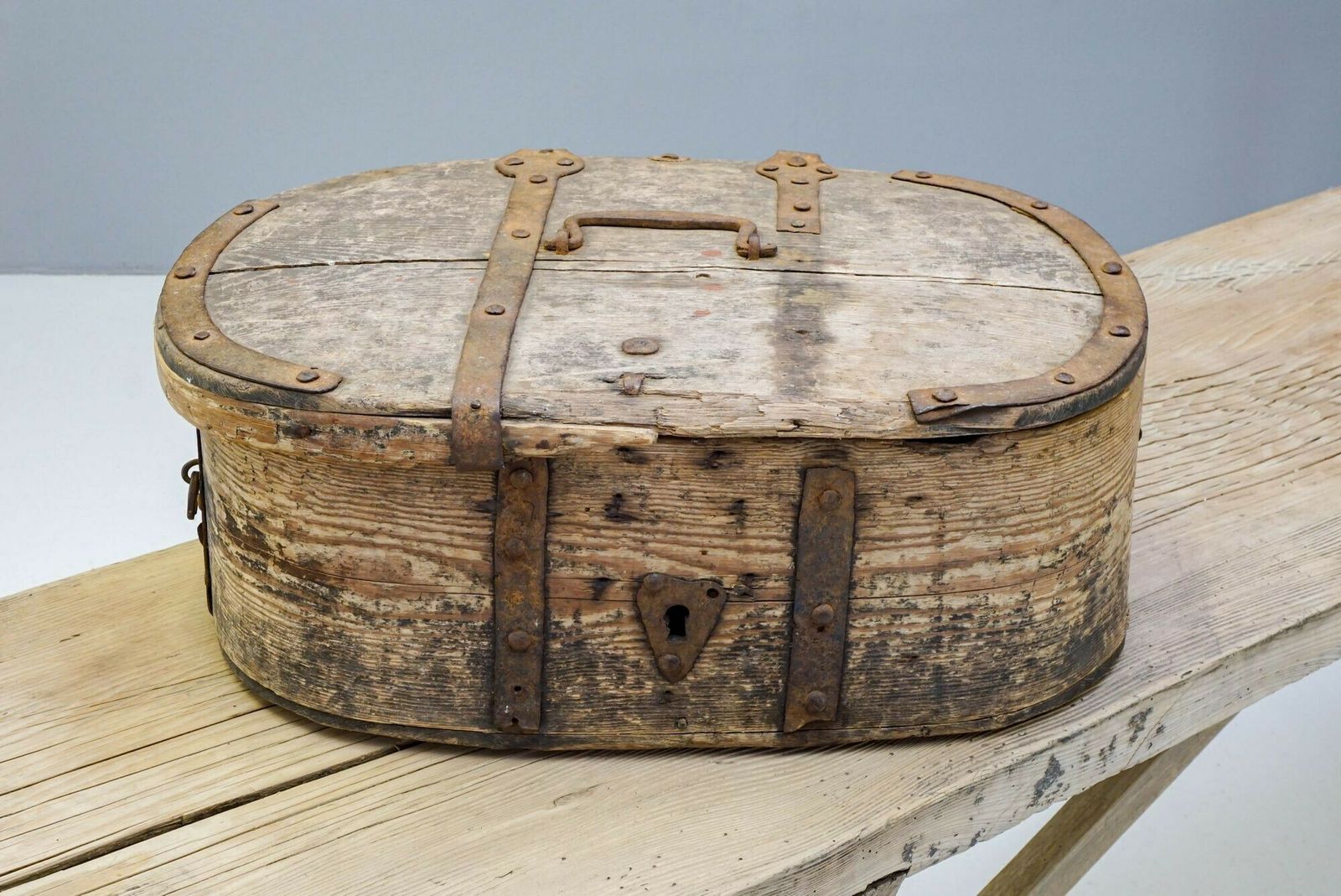 Metal Bound Box, 1900s, Iron, Antique photo for sale